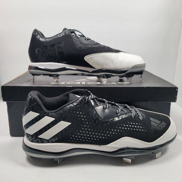 Adidas PowerAlley 4 Men's Black White Baseball Cleats Q16481 US Size 13 NWB - Picture 1 of 10
